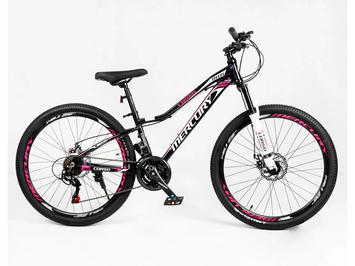 Велосипед 26″ Corso MERCURY рама 13″ чорно-рожевий