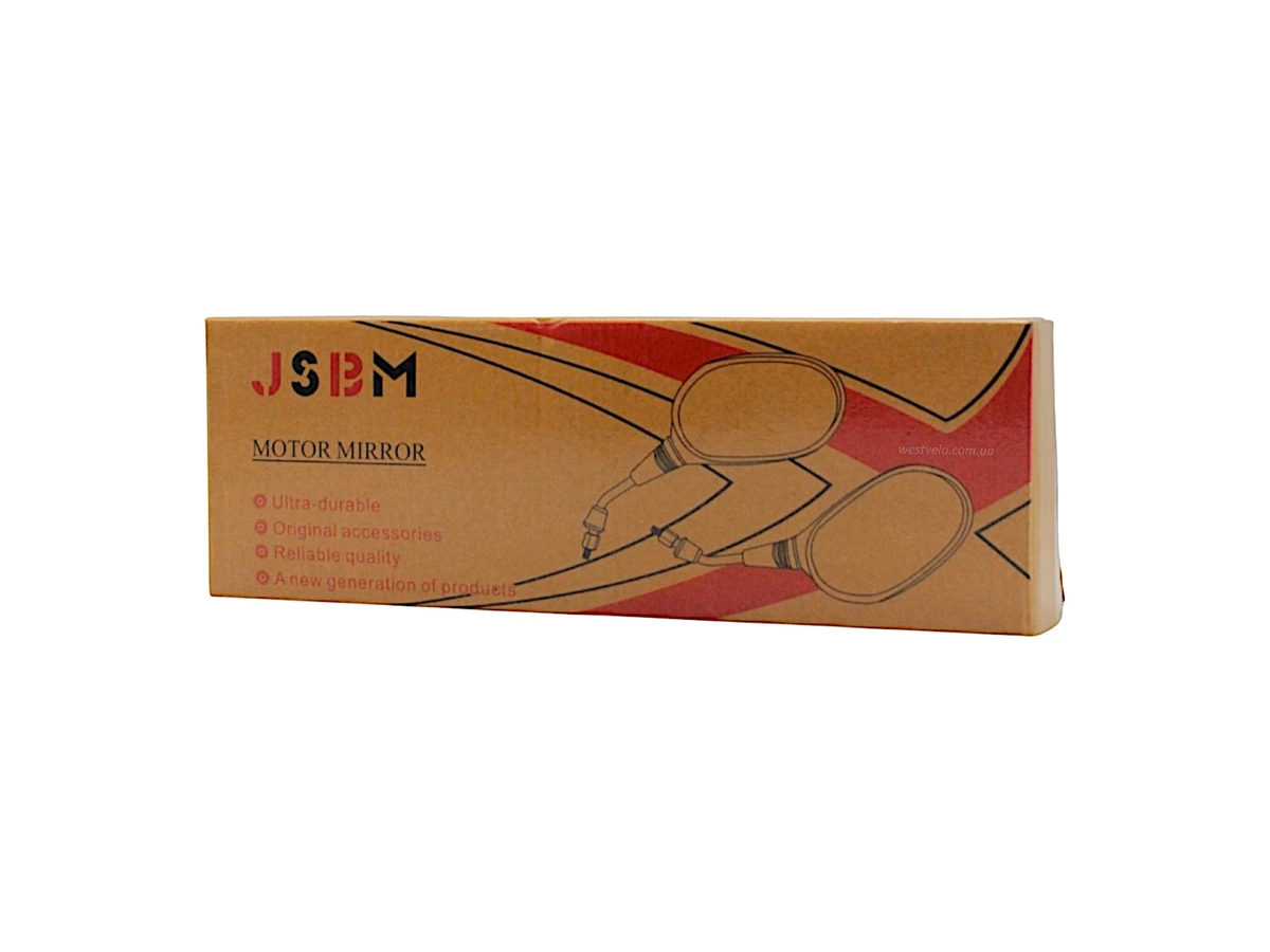 Мото дзеркала заднього виду JSBM M10 R+R, п’ятикутні, чорні, пара - Зображення 3