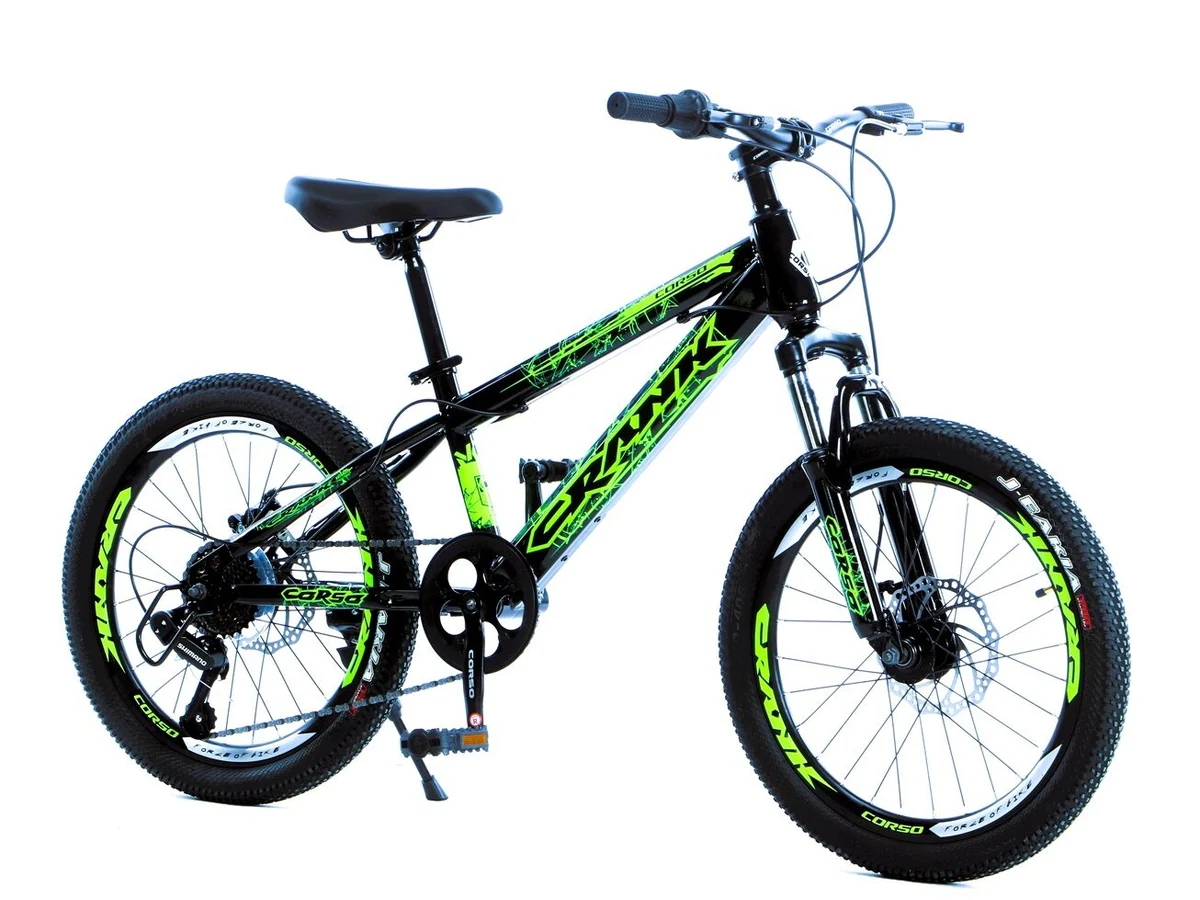 Велосипед 20″ Corso CRANK рама 11″ чорно-салатовий