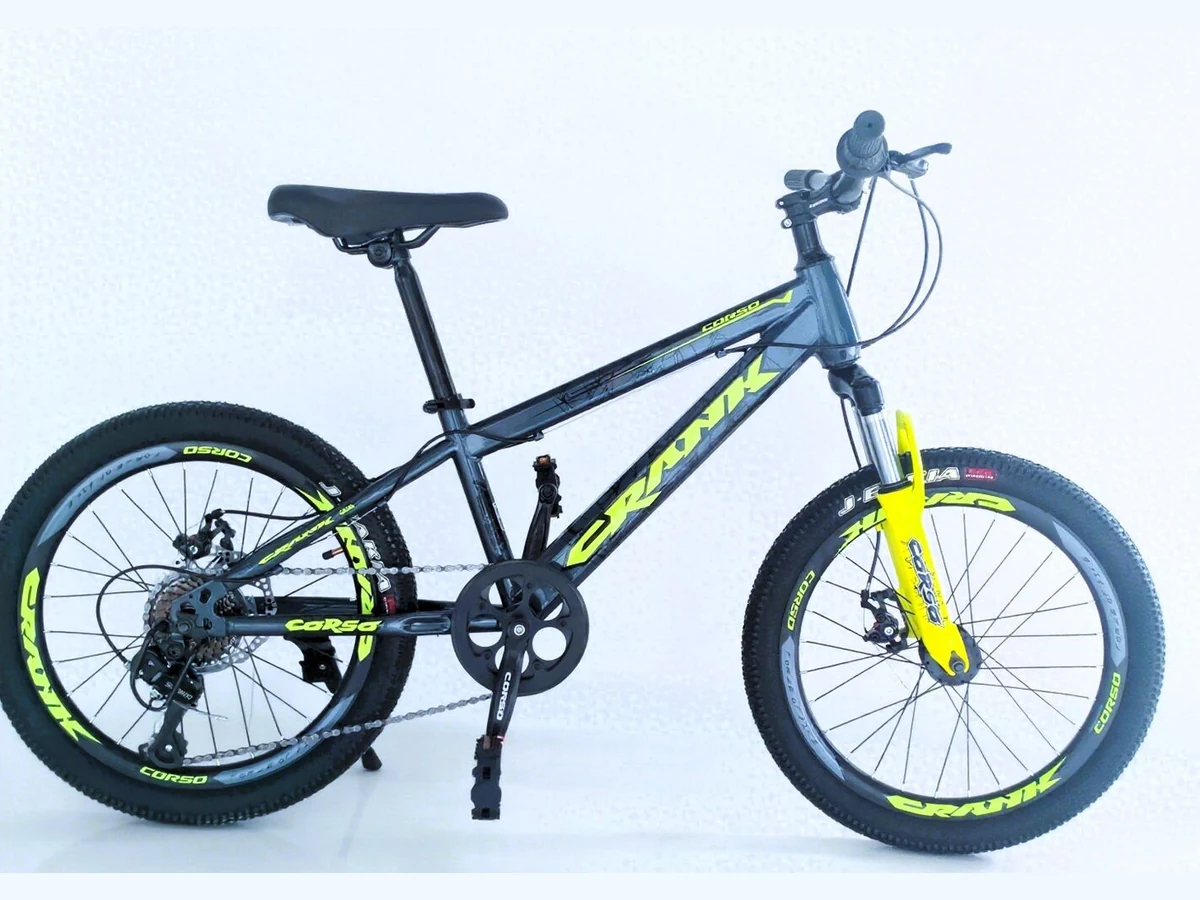 Велосипед 20″ Corso CRANK рама 11″ графітово-жовтий