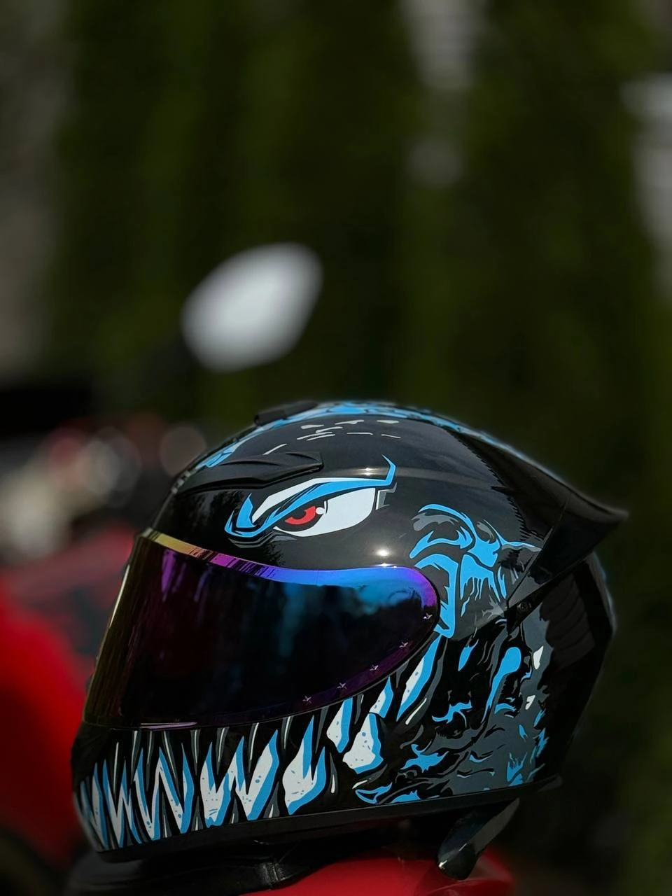 Мотошолом QIKE QK111 Blue Venom з дзеркальним візором