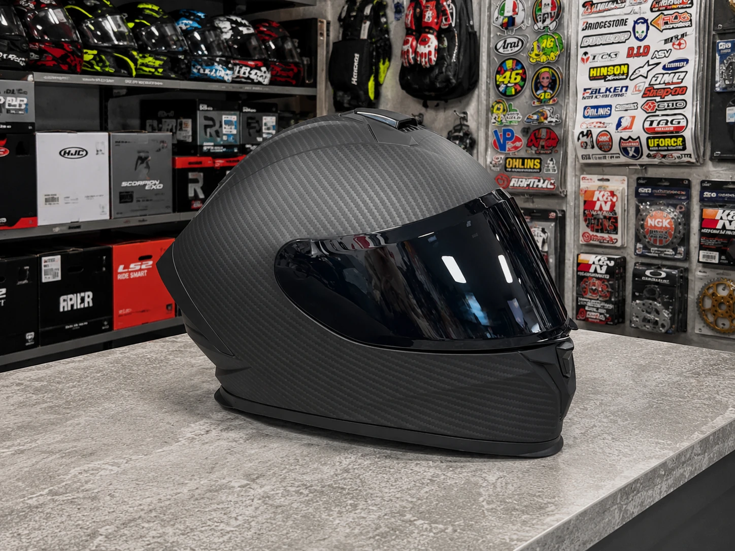 Мотошолом TZ RR Carbon Look з подвійним візором